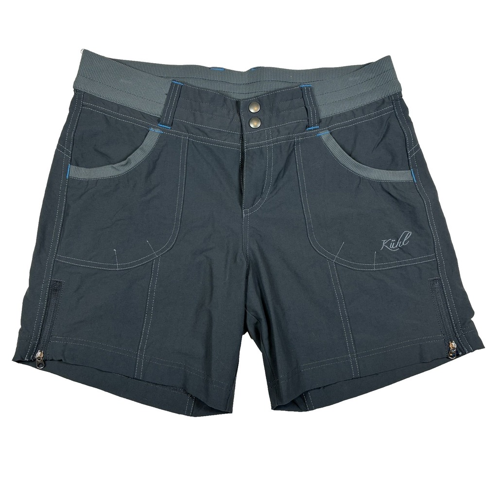 Kuhl Womens Free Range Shorts 8 Gray Blue Mesh Zip Vent Gorpcore Cargo Athletic